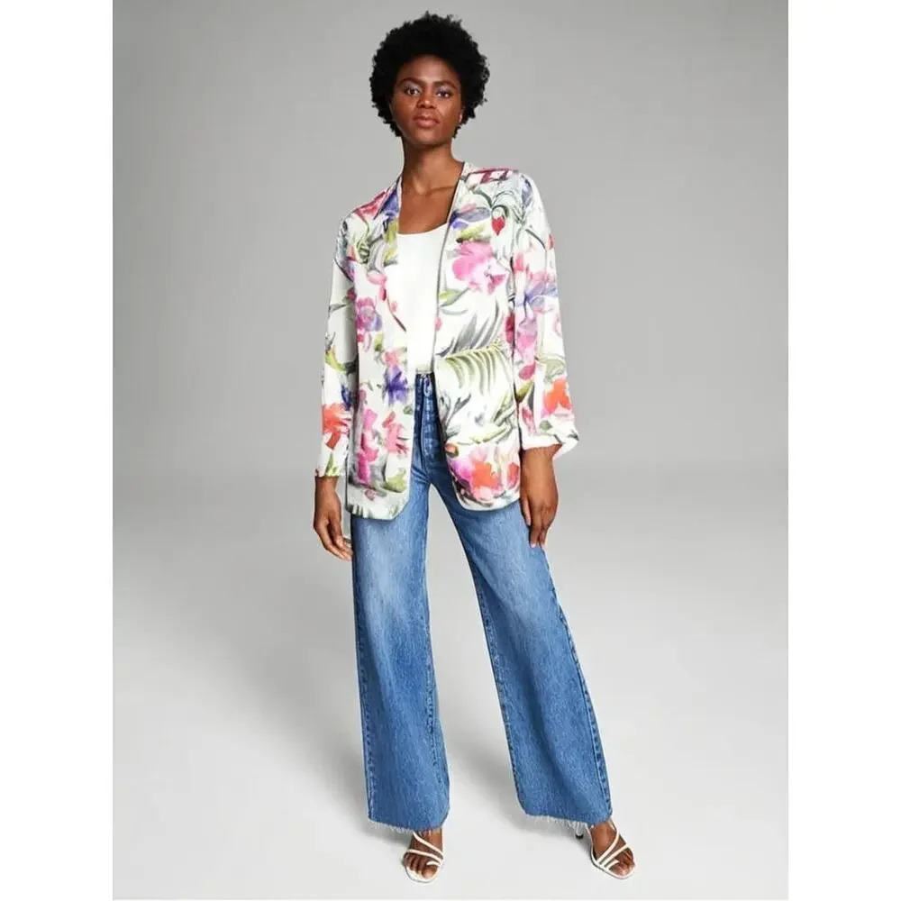 RARE Vintage TE Sport Women's Medium Floral Oversized Long‎ Sleeve Blazer